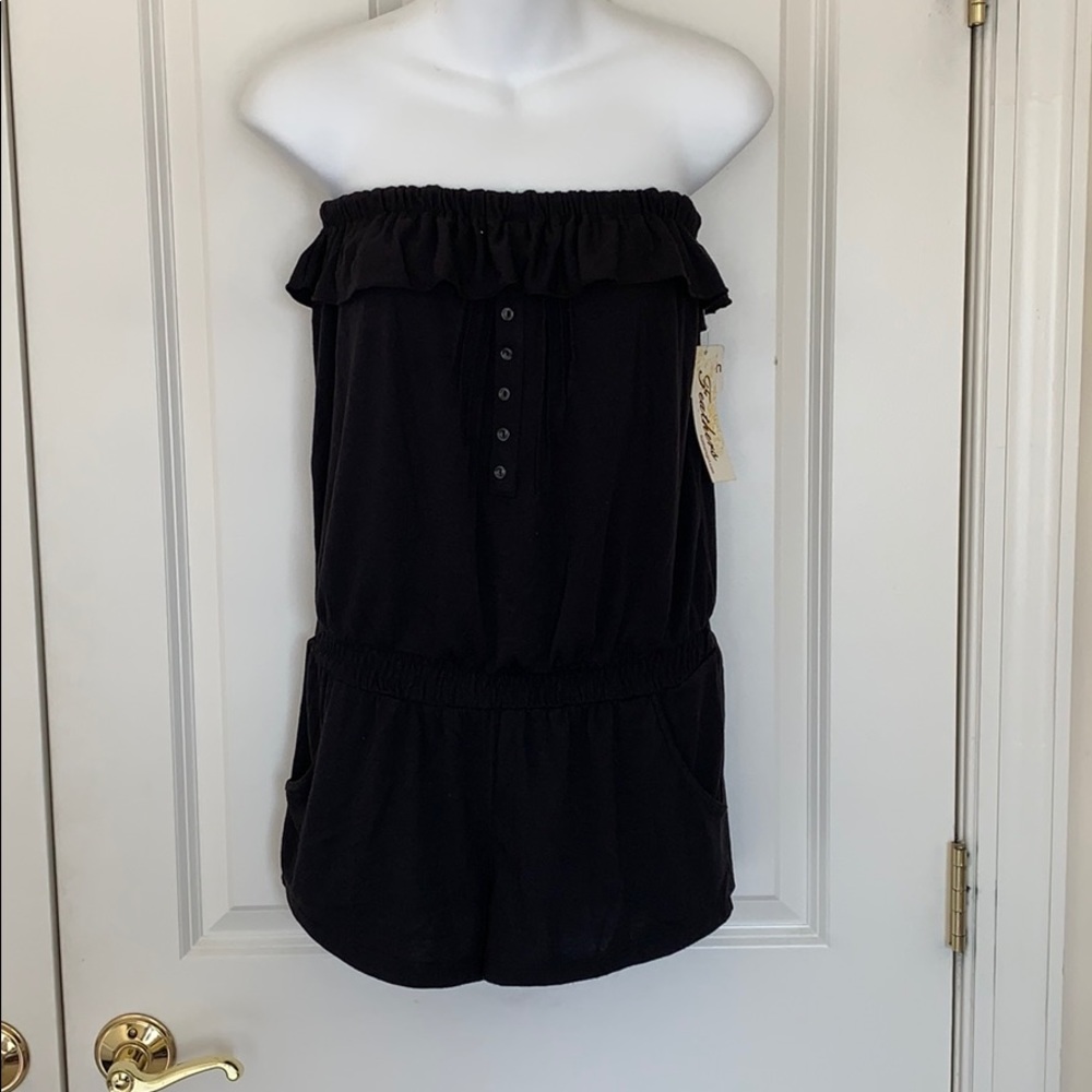 Black strapless romper